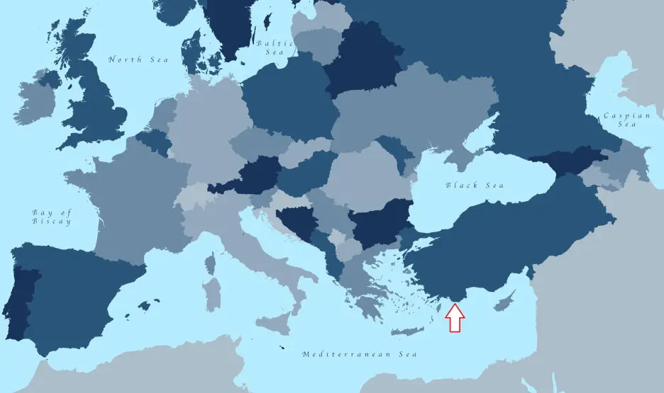 Where is Kalkan on European map?