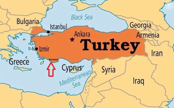 Where is Kalkan on Turkey map?